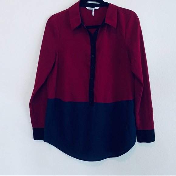 French Connection UK Style Color Block Blouse - Picture 2 of 4